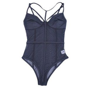 Revamp Black Mesh Bodysuit Thong